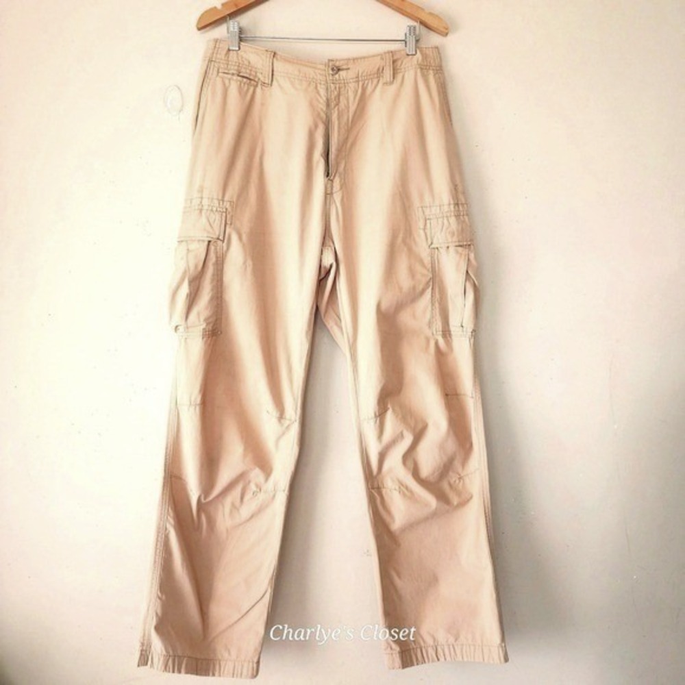Nautica Lightweight Articulated Knee Cotton 100% Cargo Utility Pants 36x31 Khaki